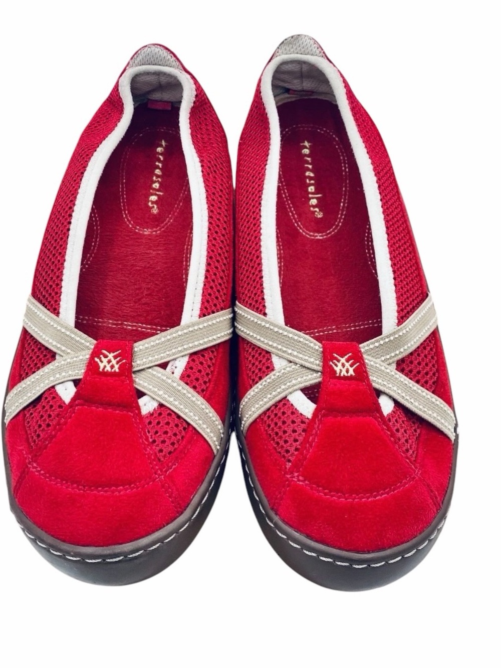 Terrasoles Echo Shoes Women’s
7 Red Wool Cross Strap Sporty/Preppy
Flats